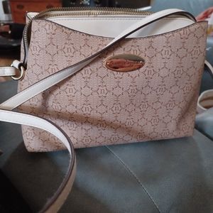 Nanette Lepore Crossbody April Logo Triple Satchel Almond Logo